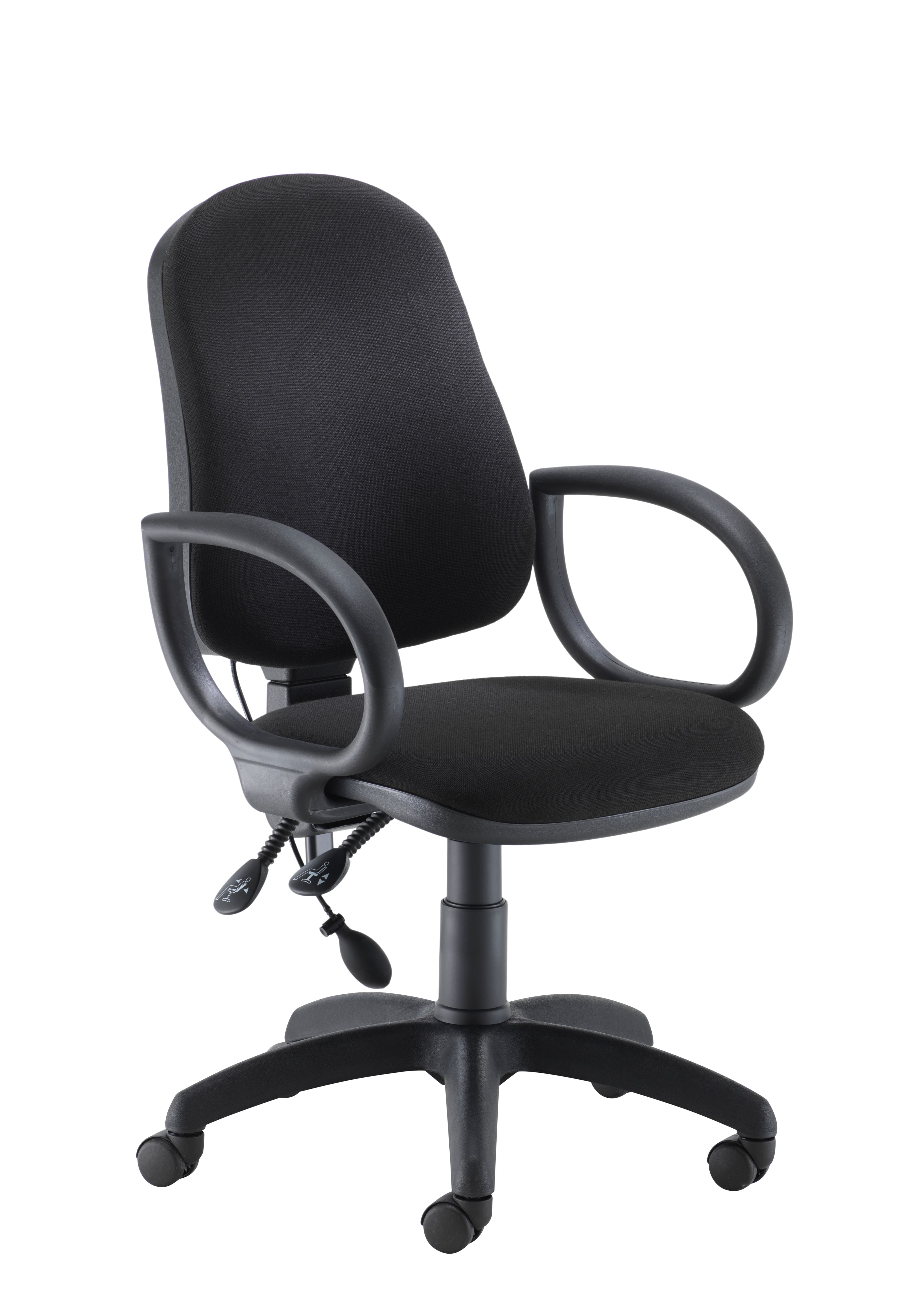 Calypso Ergo 2 Lever Office Chair with Lumbar Pump | Fixed Arms | Black