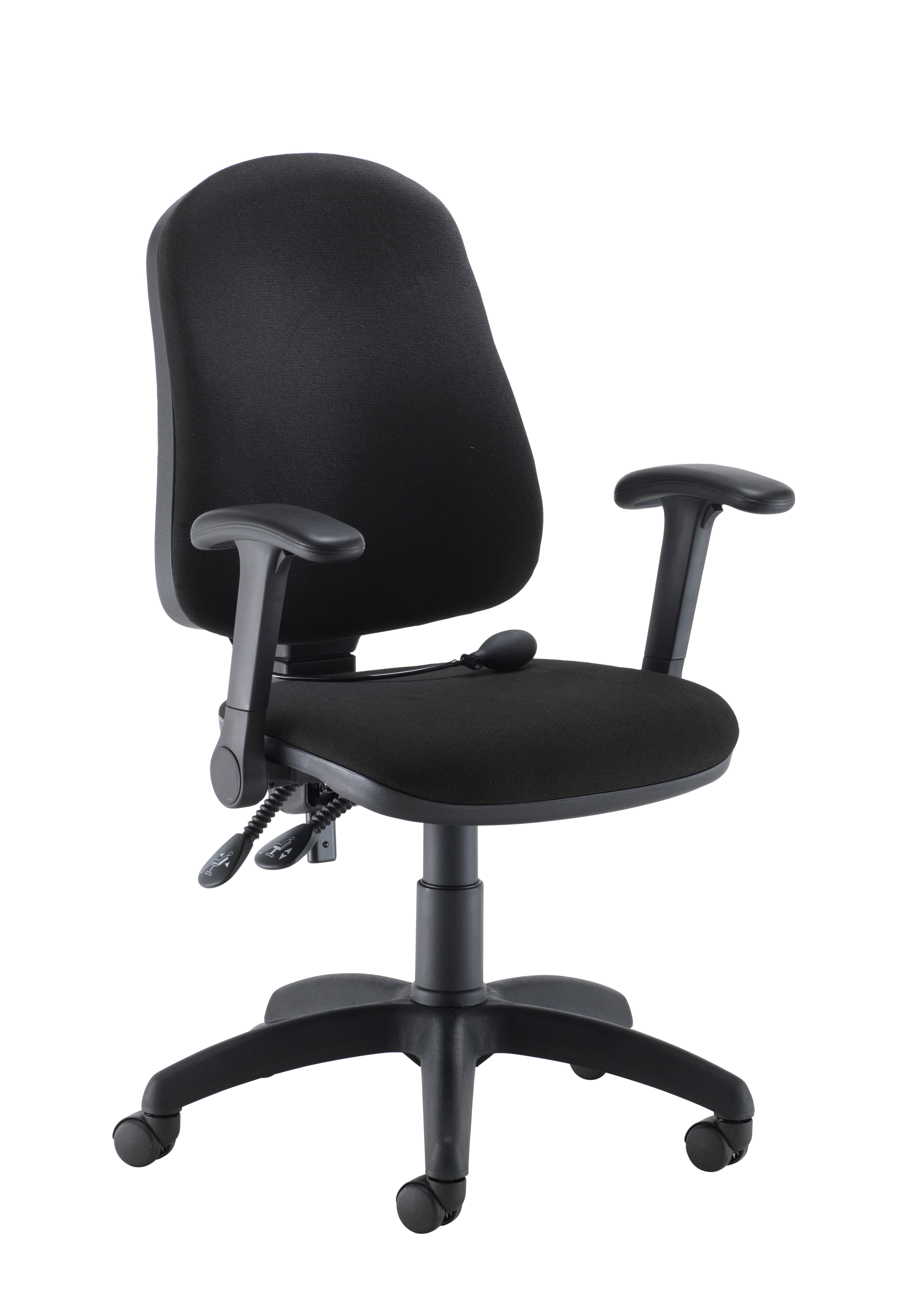 Calypso Ergo 2 Lever Office Chair with Lumbar Pump | Folding Arms | Black