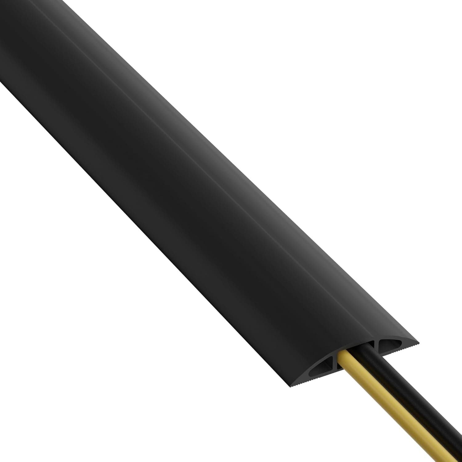 D-Line 9m Floor Cable Protector, Wire Cover, Cable Management Solution, Cable Channel to Protect Wires & Prevent Cable Trips - 9m Length, Cable Cavity = 17mm (W) x 9mm (H) - Black